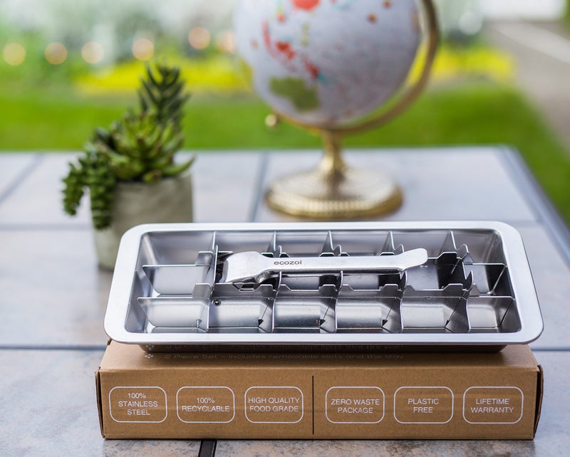 ecozoi Stainless Steel Metal Ice Cube Tray with Easy Release Handle | 18 Ice Cube Slots | Removable Slots for Easy Ice Cube Removal and Cleaning | Sustainable, Eco Friendly, Zero Waste, Plastic Free - Image 2